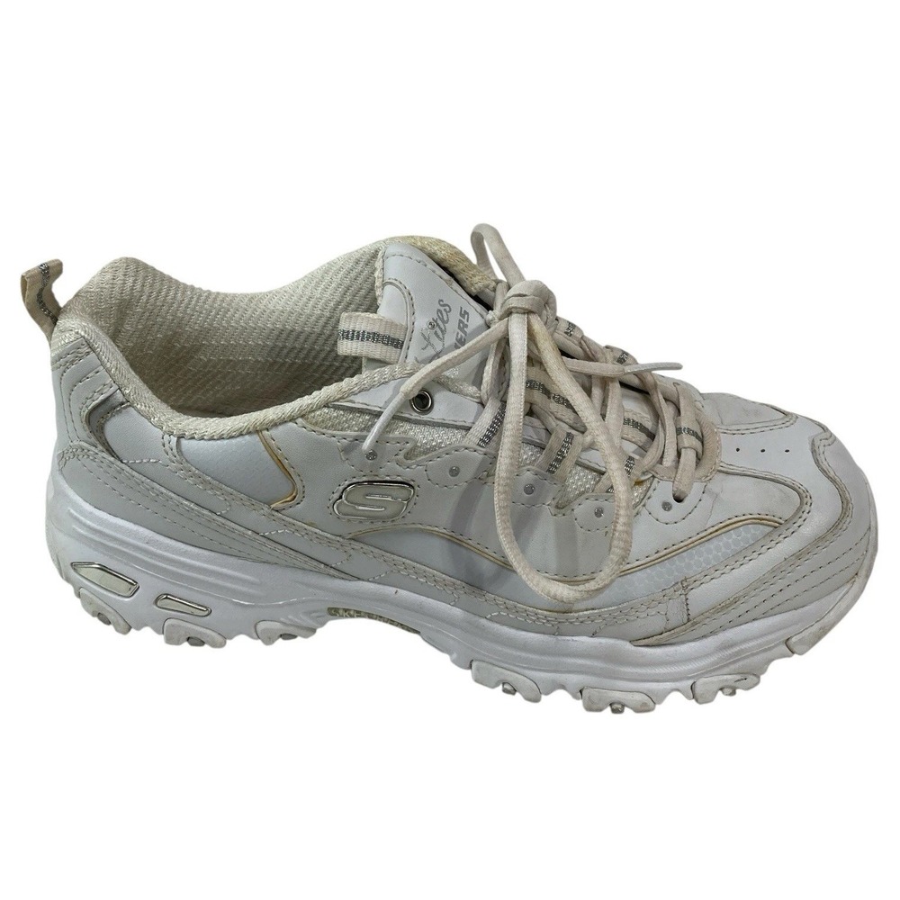 Womens Skechers D'Lites Fresh Start Leather‎ Sneakers White Size 8.5 11420 Shoes